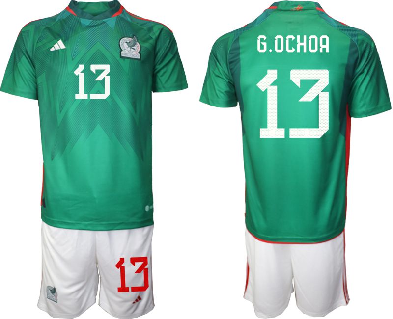 Men 2022 World Cup National Team Mexico home green #13 Soccer Jerseys